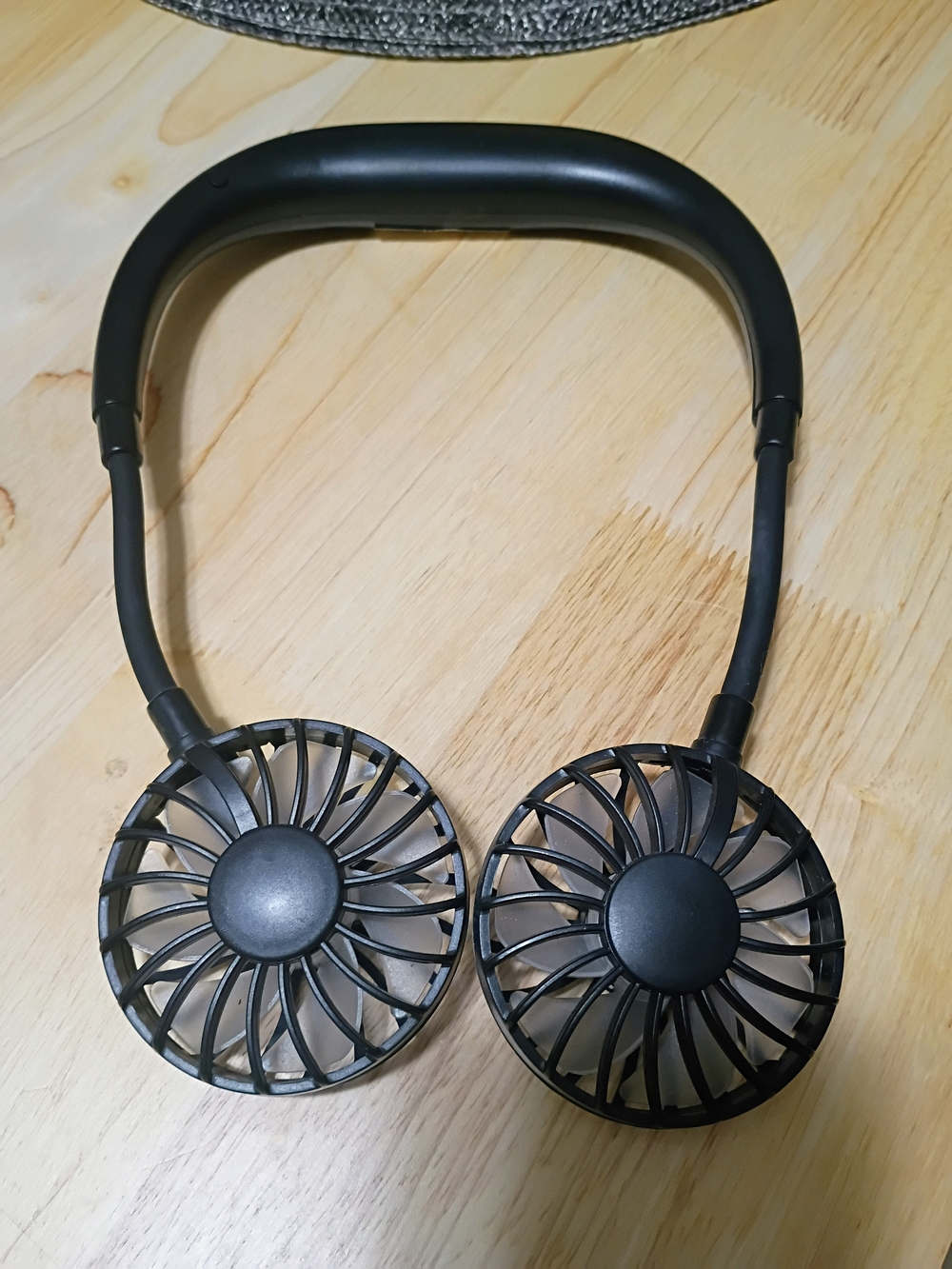 Black Neckband Personal Fan Headphones - Portable Hands-Free Cooling USB Charge